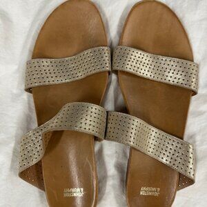Johnston & Murphy Gold Metallic Slides - Size 10M